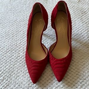 Red suede heels